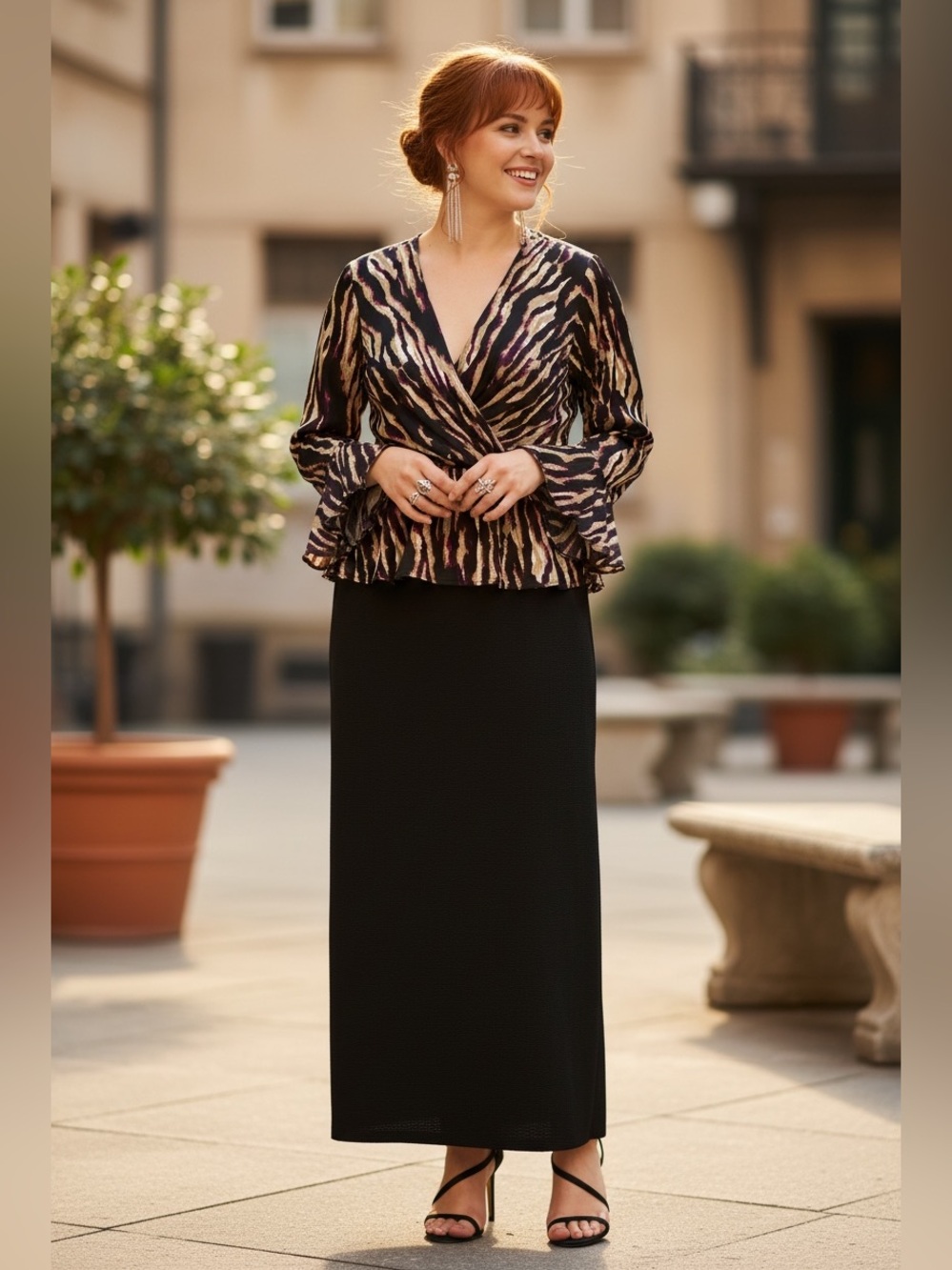 Sofia by Sofia Vergara Top and Le Suit Maxi Skirt Outfit Set